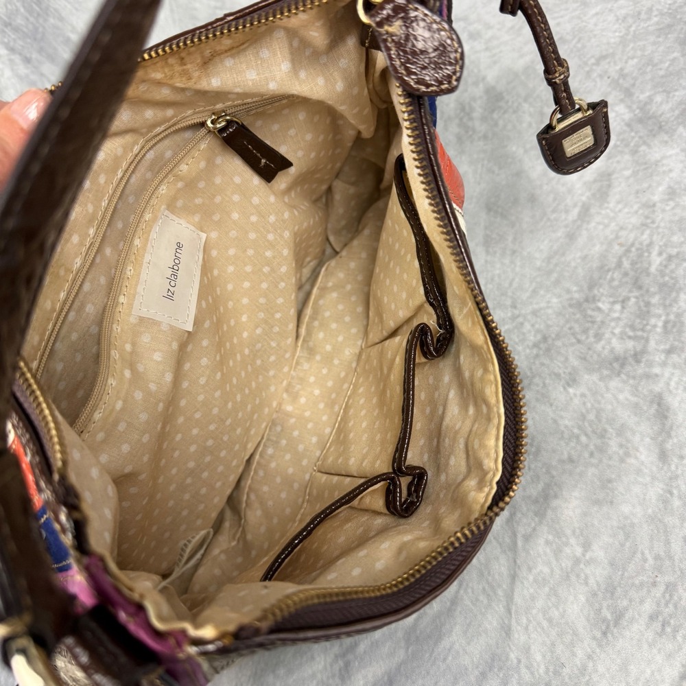 Y2K Multi Color Striped Hobo Bag Boho Shoulder Purse Liz Claiborne Mixed Media - Picture 4 of 11